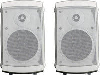 AES0101- Weatherproof Eco Patio Speakers 50W, 4" 2-Way Woofer Speaker and 1" Balance Dome Tweeter, White or Black, Pair