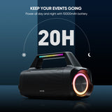 AKONE Portable Outdoor Bluetooth Speaker: 80W Loud Sound Wireless Durable Large Bocina with Lights Powerful Deep Bass Subwoofer TWS Stereo Sound Big Boombox Waterproof for Party Beach Camping Garage
