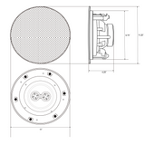 MC6068  8'' Ceiling DVC(Dual Voice Coil)Speakers W/Magnetic Grill(Pair) Perfect for Damp and Humid Indoor/Outdoor Placement - Bath, Kitchen, Covered Porches. 8 inch 8Ω / Pair (Magnetic Grill)