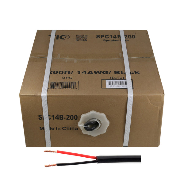 SPC14B-200  14AWG Outdoor Speaker 200 Feet Wire Rated for Outdoor Direct Burial and in-Wall Installation Speaker Cable Oxygen Free Copper UL CL3