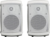 AES0101- Weatherproof Eco Patio Speakers 50W, 4" 2-Way Woofer Speaker and 1" Balance Dome Tweeter, White or Black, Pair