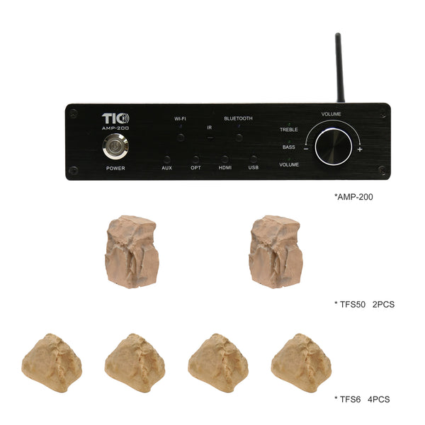 AMP200 Wi-Fi& Bluetooth 5.0 4*100W Multi-Room Amplifier With 2TFS50+4TFS6