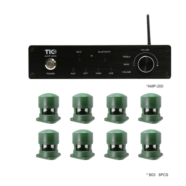 AMP200 Wi-Fi& Bluetooth 5.0 4*100W Multi-Room Amplifier With 8PCS B03