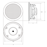 TIC C7V6 Ceiling Speakers 6.5" 8Ω 70V Water-Resistant / Set of 4 speakers
