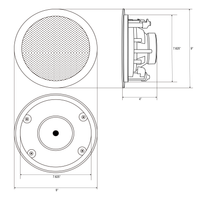 TIC C8O2 6.5"In-Ceiling/In-Wall Speakers with 8ohm 70v Switch(Pair)
