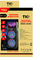 GS405 Professional Bluetooth Trolley Speaker 2x15" w/19"Monitor&Disco Lights