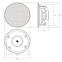 TIC MC7V36 6.5"In-Ceiling/In-Wall  Speakers with Magnetic Grill 8Ω 70V switch (Pair)