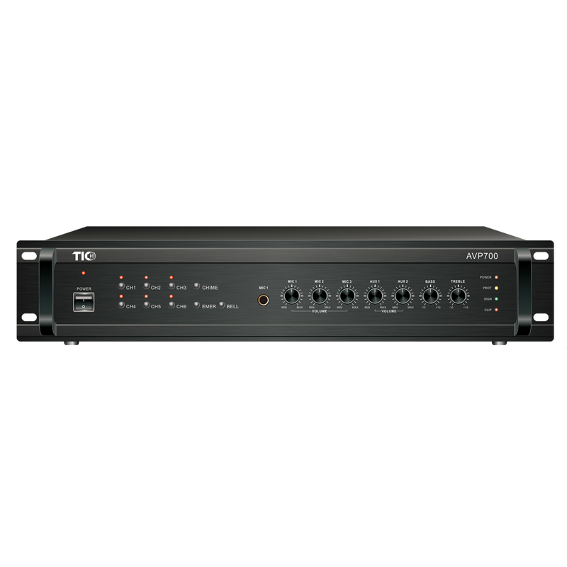 AVP700 - 680W 6-Zone 70v/100v/4-16Ω Commercial Mixer Amplifier – TIC