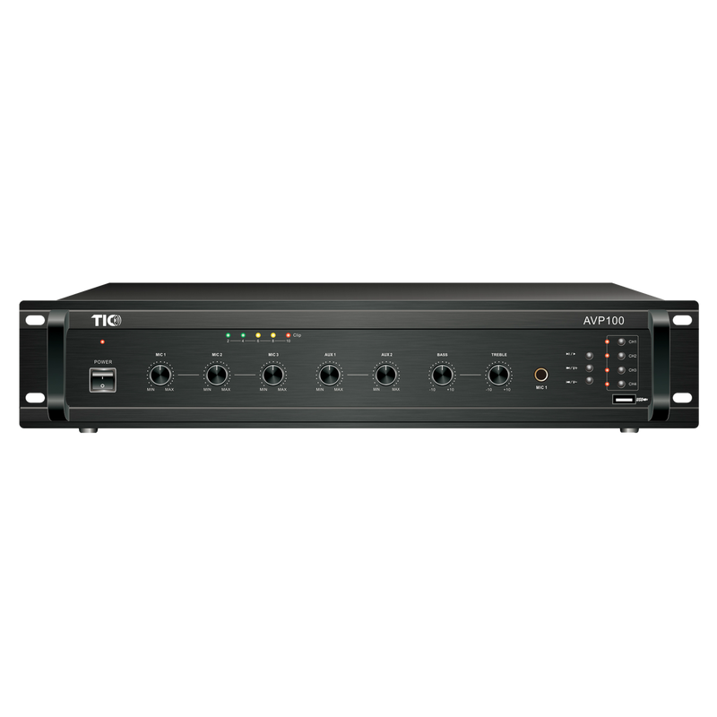 AVP100 - 100W 4-Zone 70v/100v/4-16Ω Commercial Mixer Amplifier – TIC
