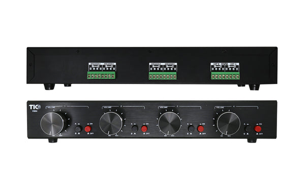 A ADWITS 4-Kanal Lautsprecher-Umschaltbox Mit Klemmenklammern, 200 W RMS Max. 100 W, Umschaltbar, Schwarz